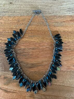 Black blue statement necklace